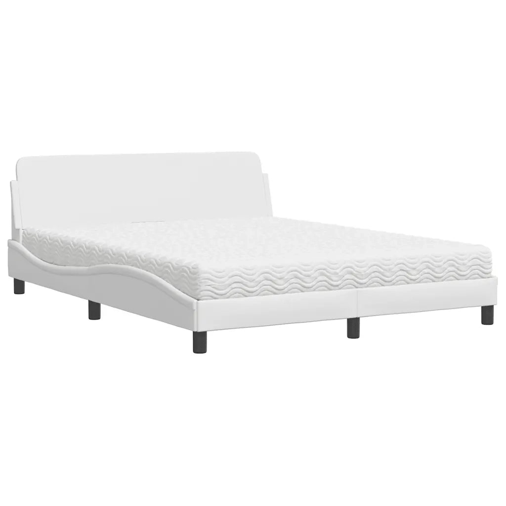 Letto con Materasso Dover Bianco 160x200 cm in Similpelle 3208438