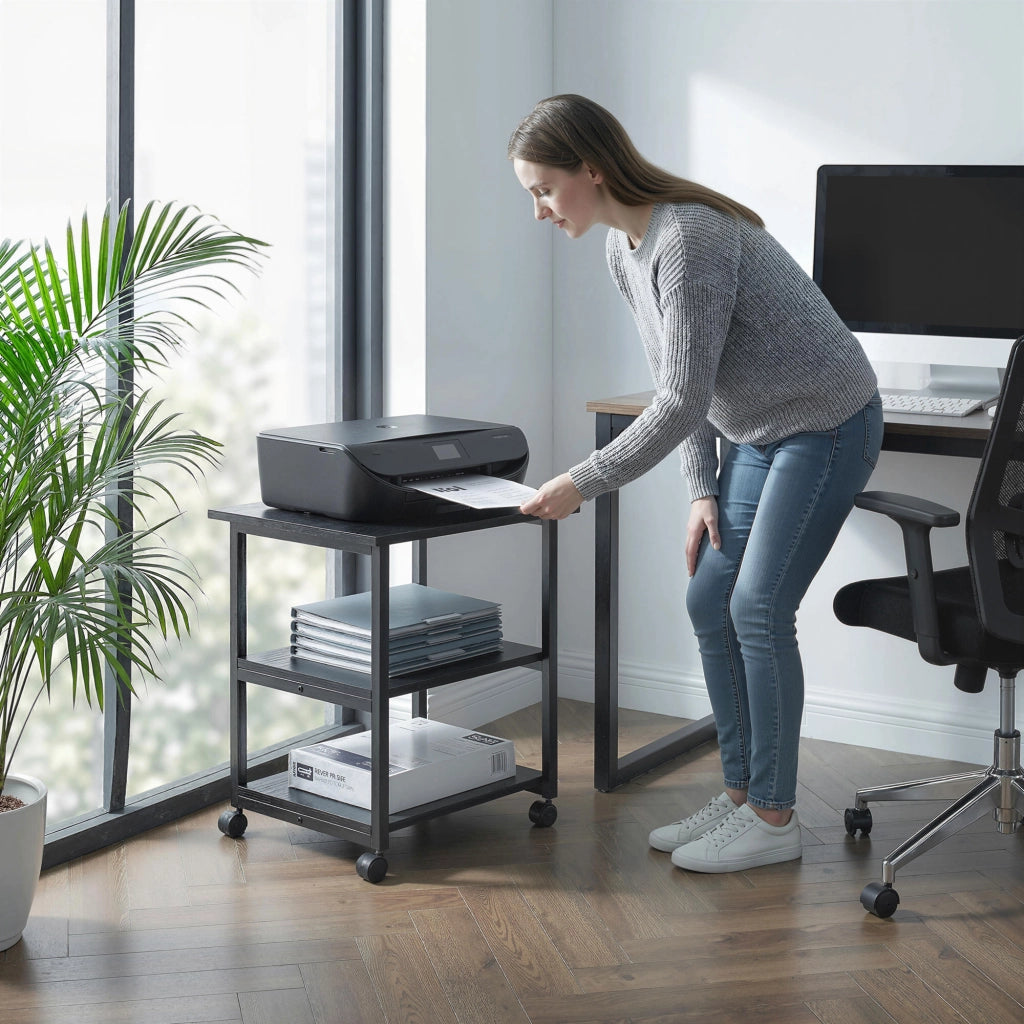 Tavolino mobile con 3 ripiani e ruote ¨C zephmum ¨C 50x50x52,5 cm