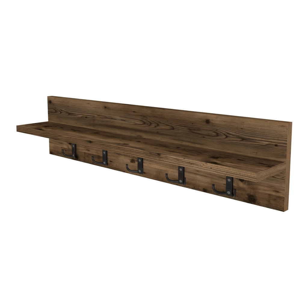 Appendiabiti da Parete Hammarö con Piano di Appoggio 80x13x18 cm Effetto Rovere Anctico [en.casa]