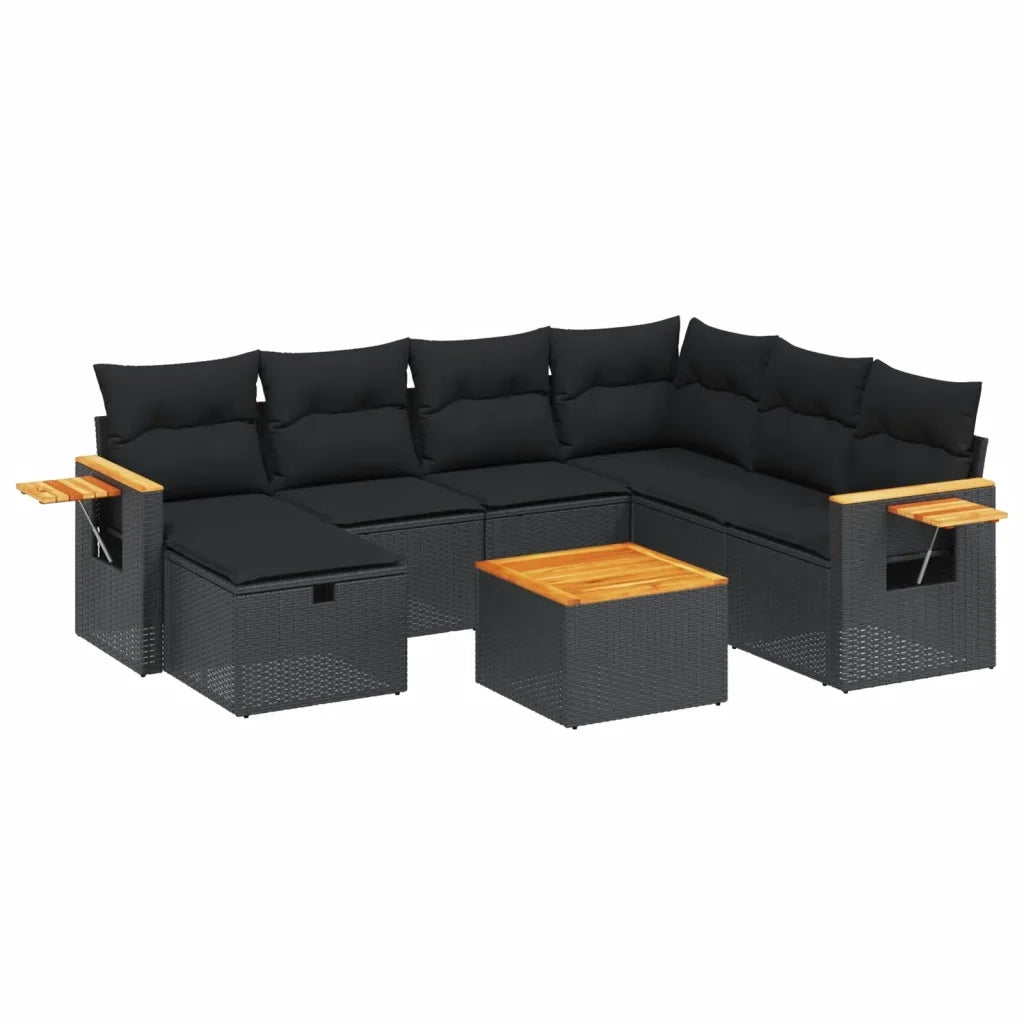 Set Divani da Giardino con Cuscini 8 pz Nero in Polyrattancod mxl 116204