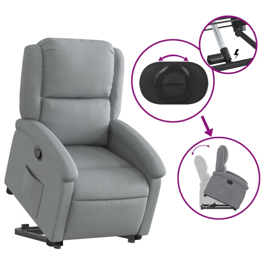 Poltrona Alzapersona Reclinabile Grigio Chiaro in Tessuto 3204164