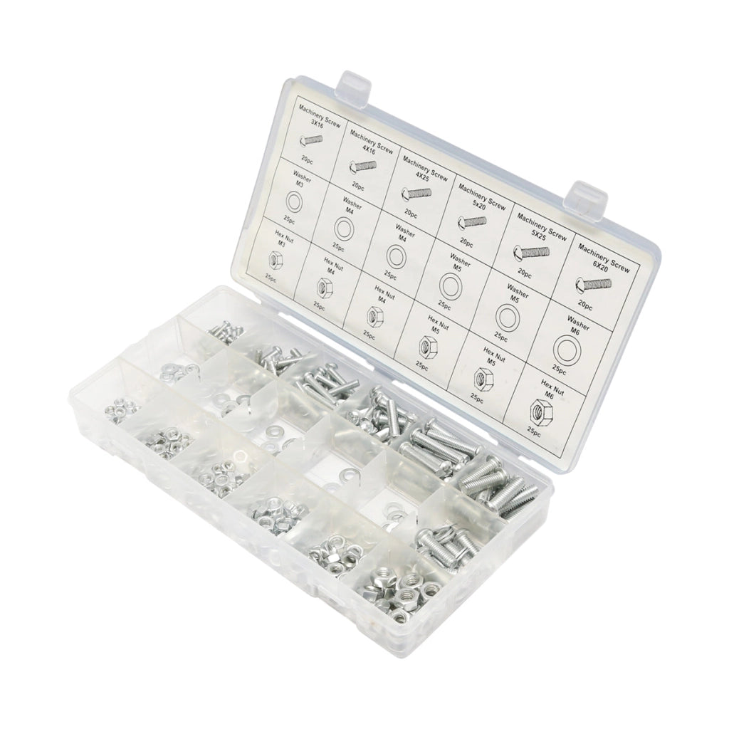 Set di viti metriche a croce, dadi e rondelle piatte, 420 pezzi.