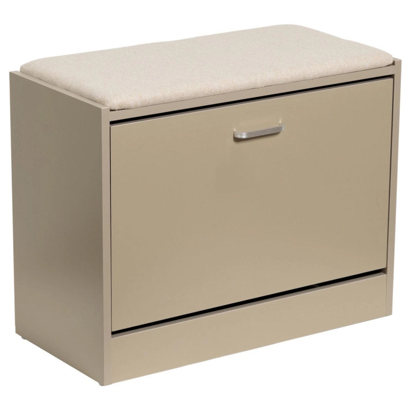 Panca Porta Scarpe Tortora Con Cuscino Seduta In Tessuto Beige