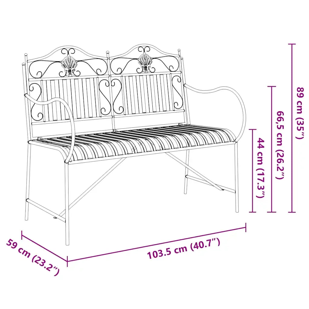 Panchina da giardino Bianco Antico 103,5 x 59 x 89 cm Acciaio 42008118