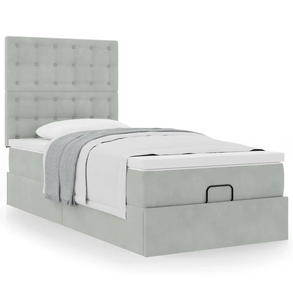 Struttura Letto Pouf con Materassi 90x200 cm in Velluto 3313589