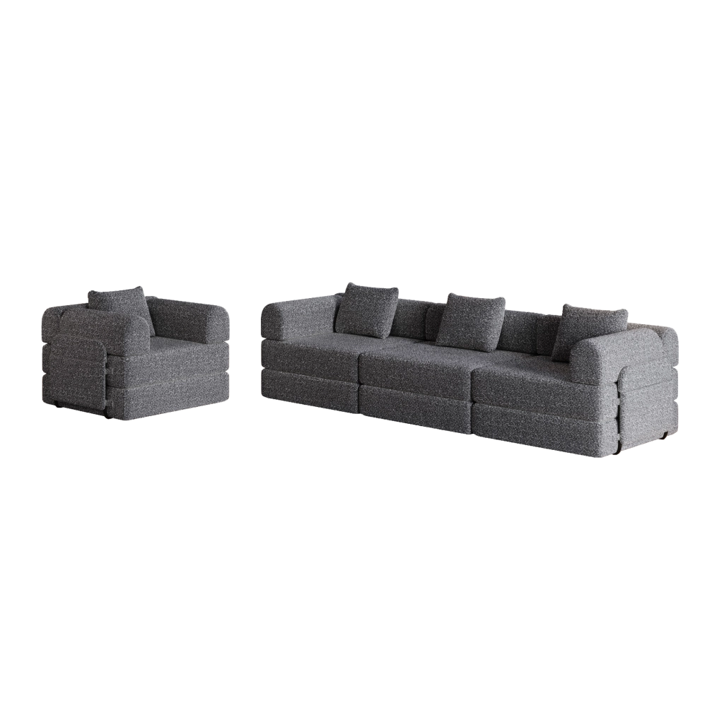Divano letto 183,8 x 91,4 x 69,8 cm in ciniglia grigia con vano bracciolo