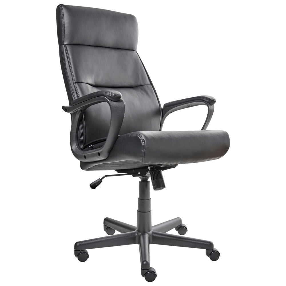 Sedia da ufficio retrò in similpelle nero altezza regolabile con braccioli elegante
