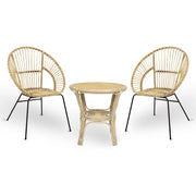 Set di 2 sedie Fera in legno di bambu con gambe in ferro e 1 tavolino in bambu