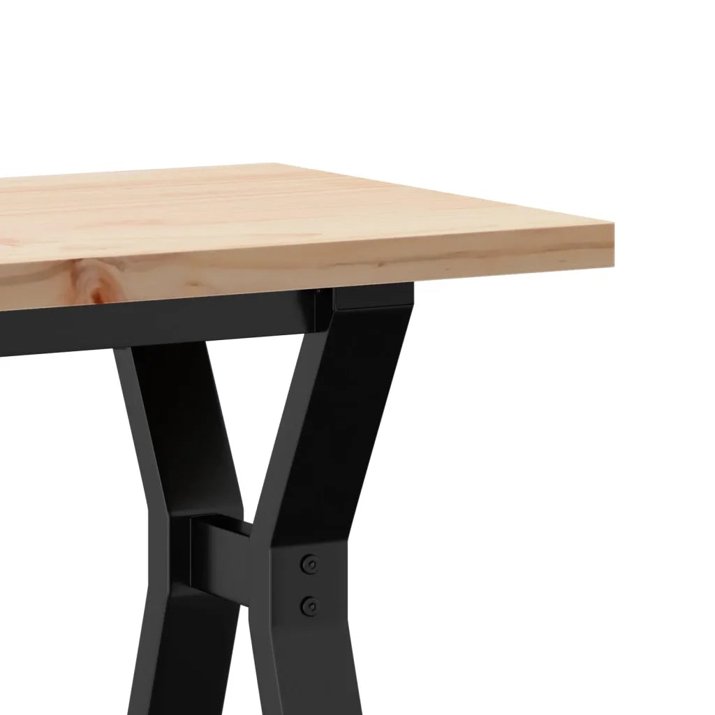 Tavolino Salotto Telaio a Y 110x40x45,5 cm Legno Pino e Acciaio