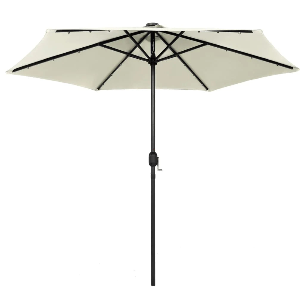 Ombrellone con illuminazione a LED e asta in alluminio da 270 cm colore bianco sabbia codice 02_0008075