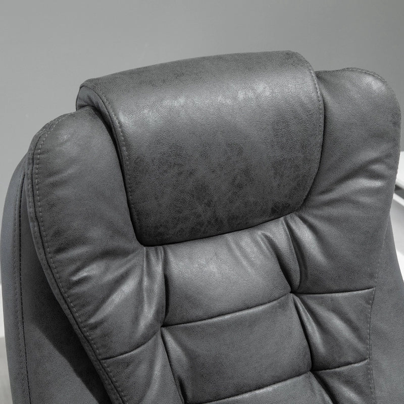 Sedia da ufficio ergonomica con massaggio e riscaldamento, poggiapiedi, schienale alto e braccioli grigio scuro
