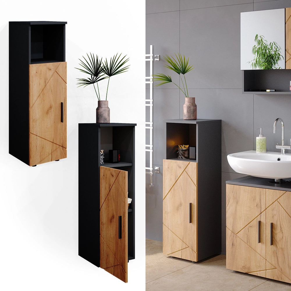 Mobiletto bagno Irma Rovere dorato/Antracite 30 x 95 cm Vicco