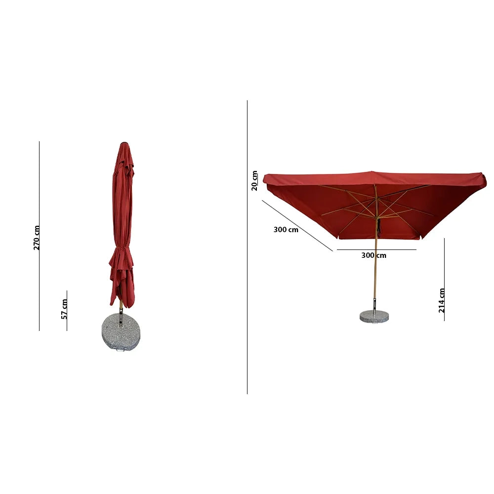 Tempo Style - Ombrellone da Giardino Vomero 3x3 m | Ombrellone da Esterno in Alluminio e Poliestere 180g/㎡ (Terracotta/Legno Rovere)