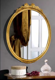 Mobili2g - specchiera in foglia oro ovale- misure: l.44 x h.57 x p.4