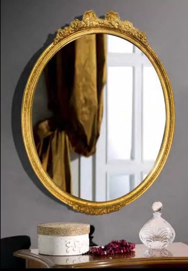 Mobili2g - specchiera in foglia oro ovale- misure: l.44 x h.57 x p.4