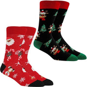 2 paia di calze di Natale per signora e signore, calze di cotone, regalo di Natale, motivi di Natale, calze di Natale confortevoli, calze di Natale colorate, regalo per l'assenza (39-42)
