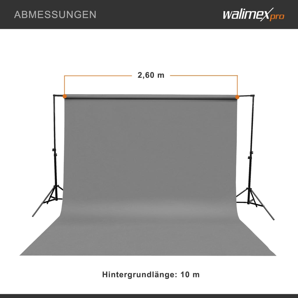 Sfondo fotografico in cartoncino grigio 2,60x10 m, Backdrop foto antiriflesso e resistente, per studi fotografici