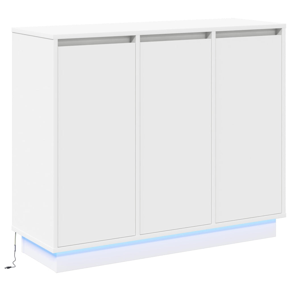 Sideboard  con LED Bianco 90x32x75 cm in legno ingegnerizzato