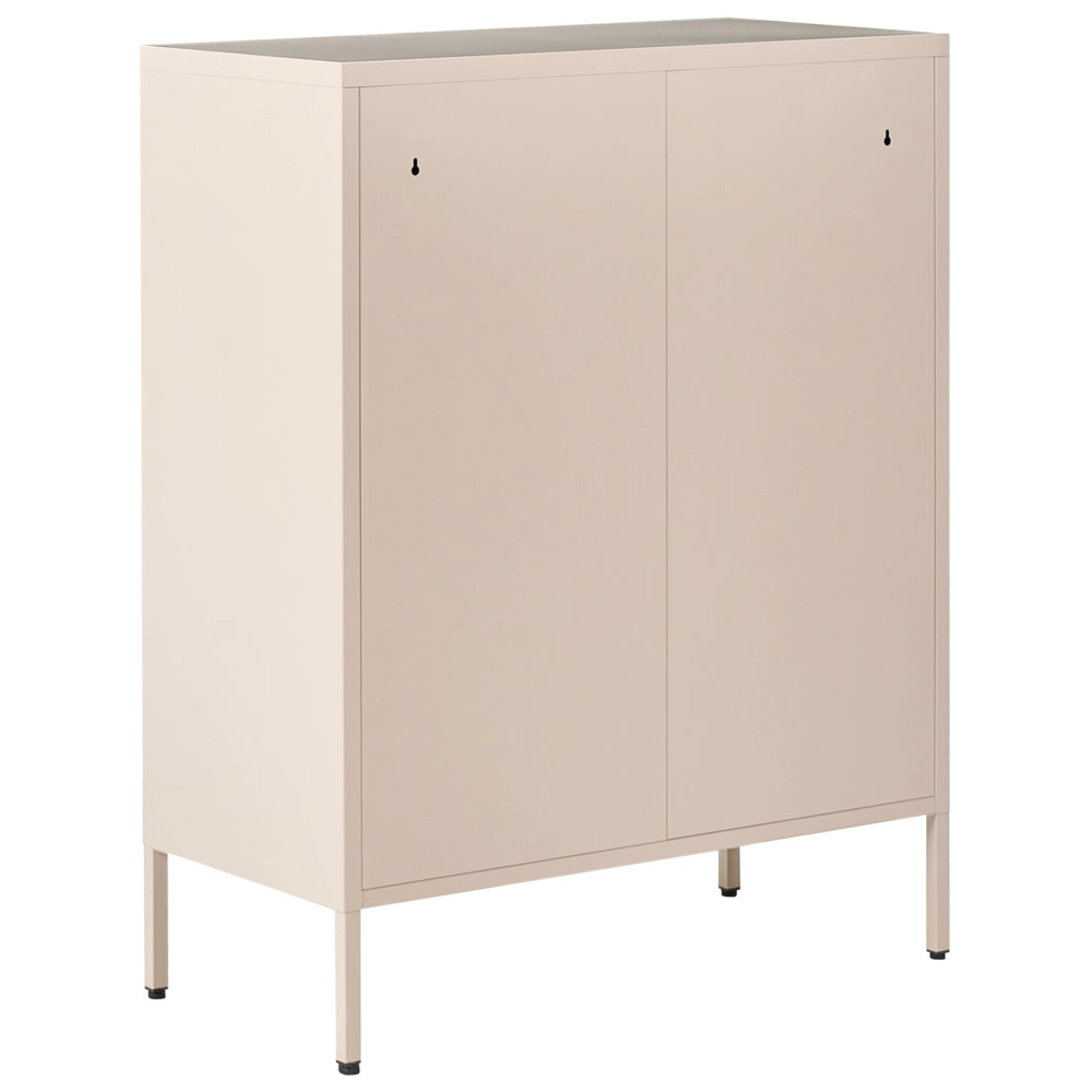 Credenza da ufficio in acciaio in stile industriale moderno 2 ante e 3 ripiani beige chiaro moderno contemporaneo ufficio
