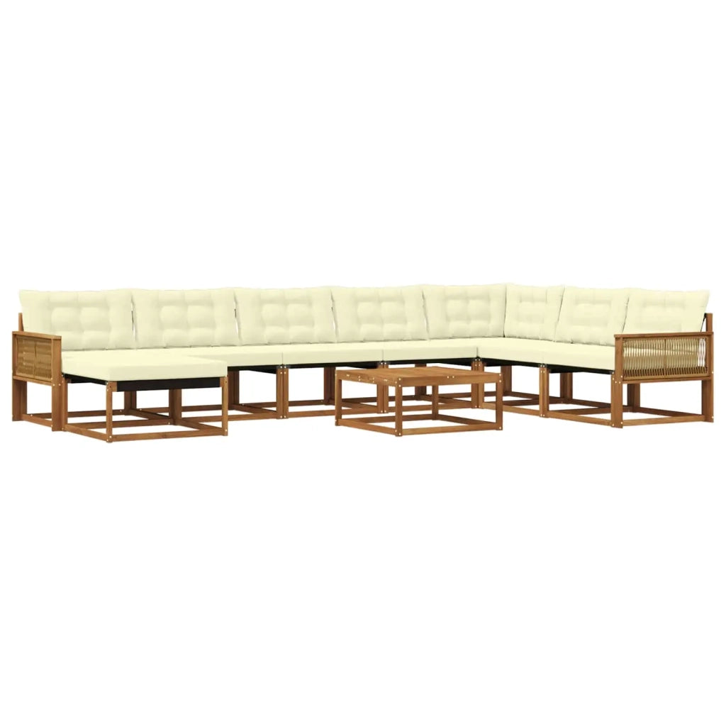 Set di divani da esterno con cuscino 9 pcs Naturale e Crema