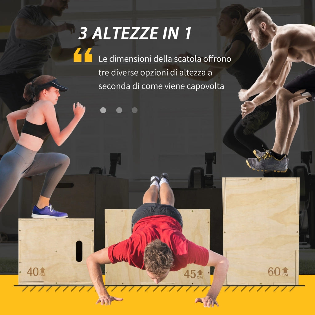 Plyo Box 3 Altezze 45x40x60 cm in Legno di Faggio