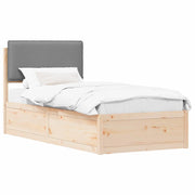 Letto singolo | Letto per adulti | Letto con Testiera Rivestita Grigio chiaro 75 x 190 cm
