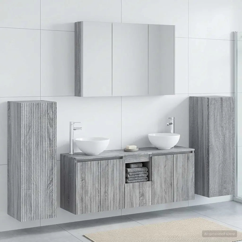 Set di mobili per il bagno 6 pcs Sonoma grigio 3407156