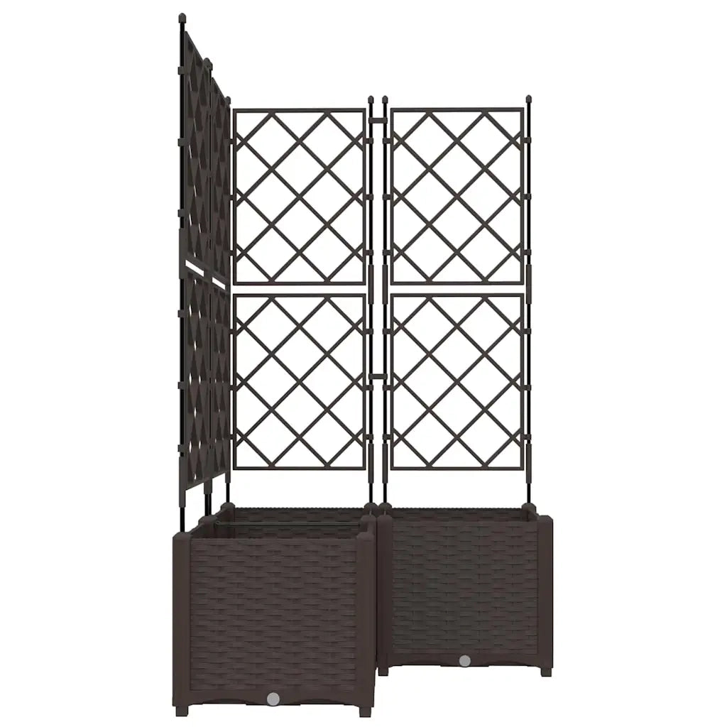 Vaso da giardino 3 pz-Set di 3 Fioriera da Esterno-Contenitore per Piante Marrone 80 x 80 x 143 cm Acciaio
