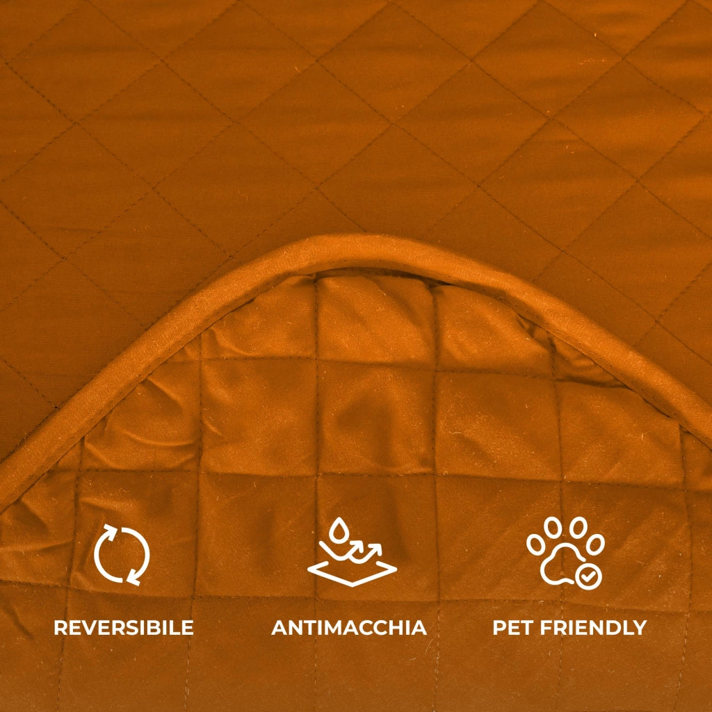 Copridivano Con Braccioli Antimacchia Trapuntato Protettore Impermeabile Salvadivano Idrorepellente Imbottito Con Elastico Antiscivolo Arancio - Divano 2 posti