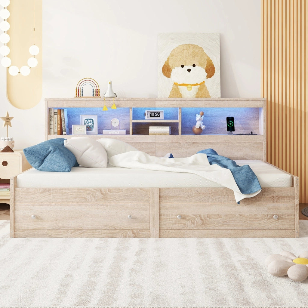LETTO da giorno 90x200 cm in pannello di legno colore naturale
