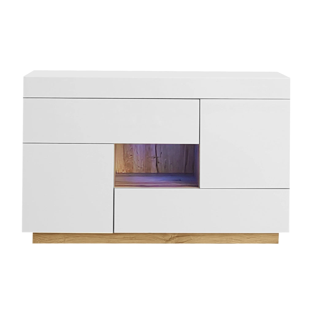 Sideboard a specchio con LED colorati - Zephmum - Con cassetti
