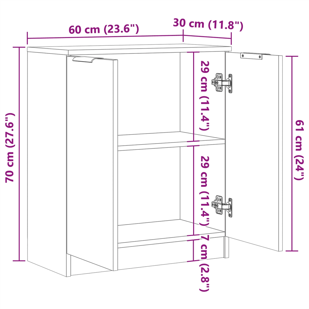 Credenza Legno Antico 60x30x70 cm in Truciolato 856832