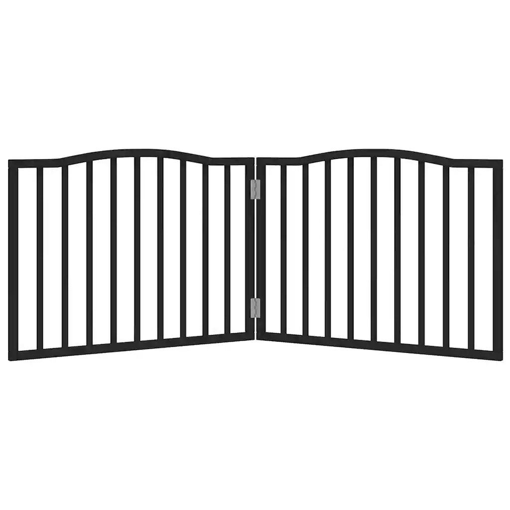 Cancello per Cani Pieghevole 2 Pannelli Nero 160cm Legno Pioppo CFW6720741