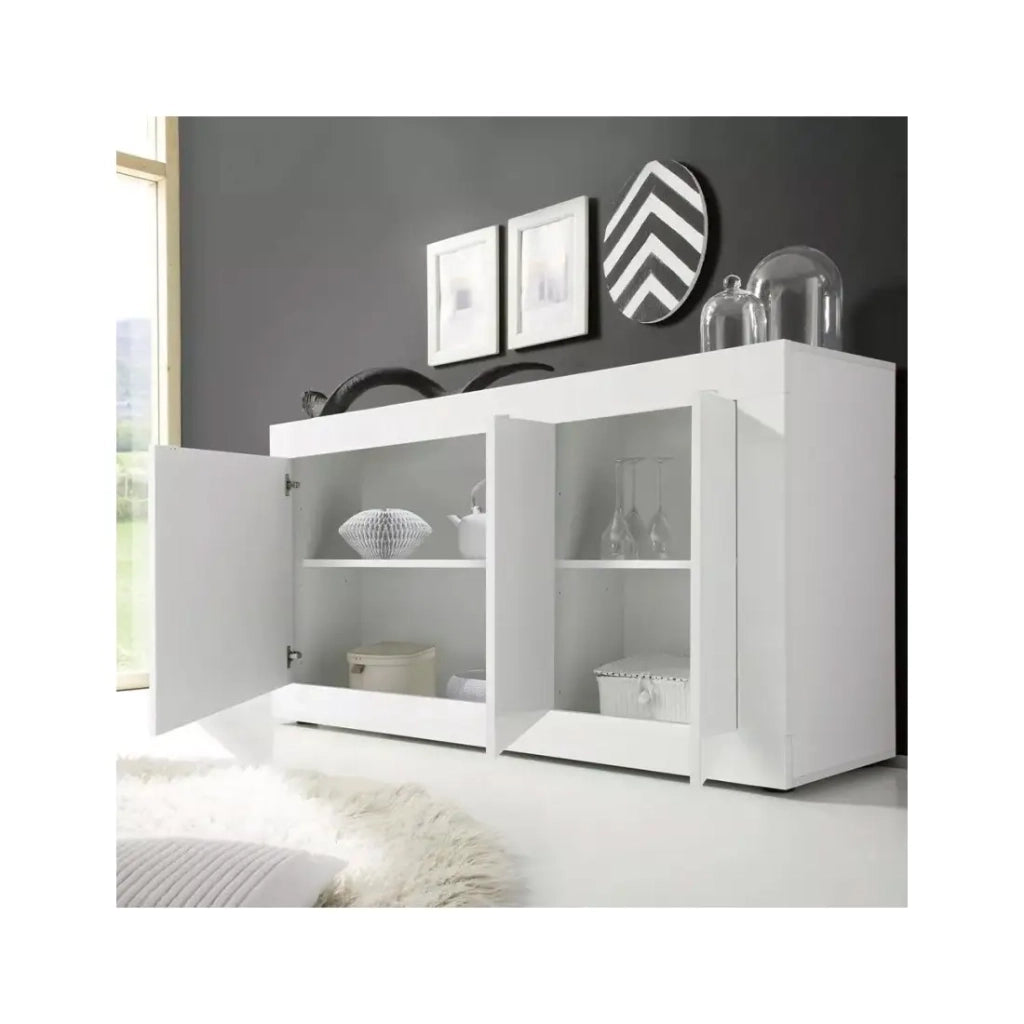 Buffet 3 ante, collezione ISORA, colore bianco lucido lacato