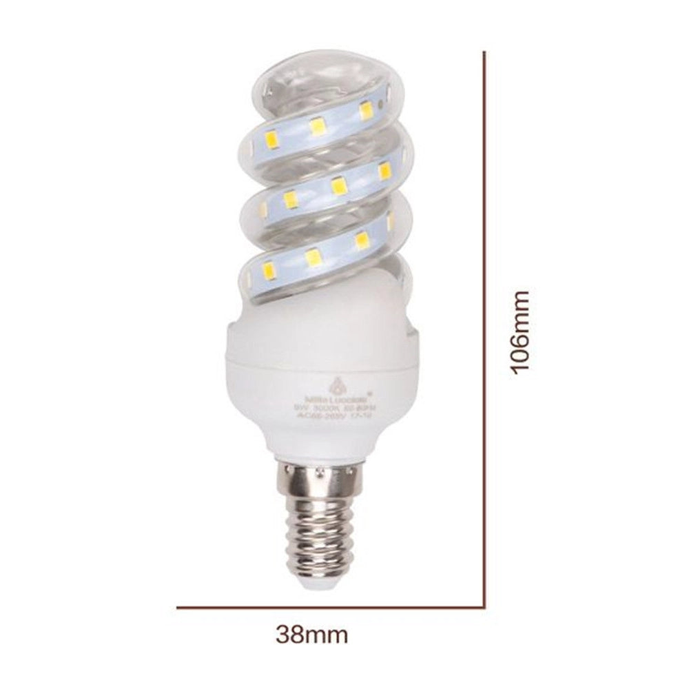 Trade Shop - Lampadina Led 5 W E14 475lm Spirale Luce Calda 3000k Naturale 4000k Fredda 6500k -