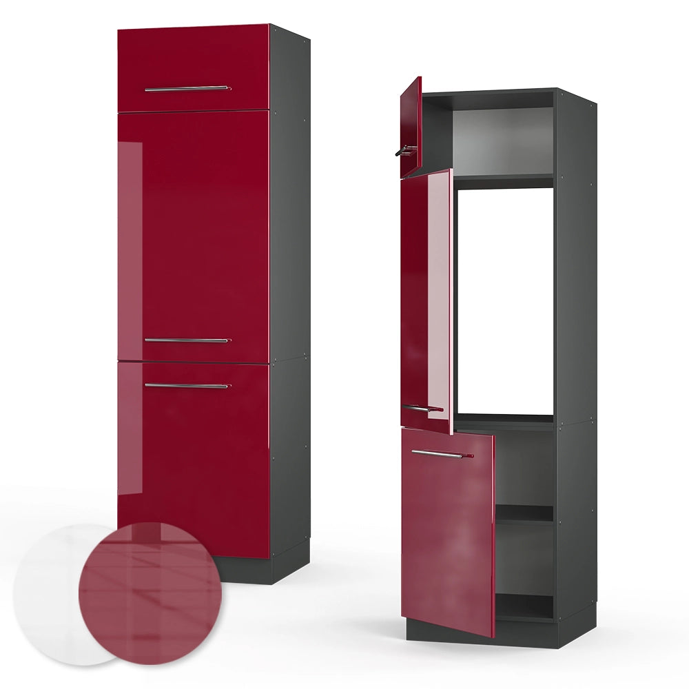 Vicco Armadio frigorifero Rosso bordeaux lucido 60 cm