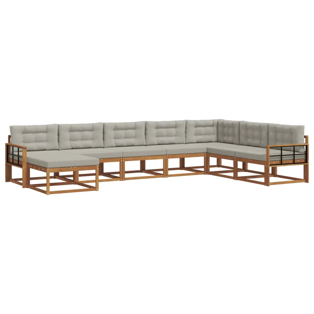 Set di divani da esterno 8 pcs Grigio Naturale e Chiaro 3368009