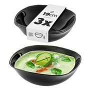 Ciotola da insalata KADAX in vetro, ciotola per zuppa da 19 cm, colore nero, set da 3 pezzi per cena.