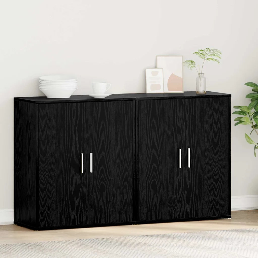 Credenza 2 pcs Rovere Nero 60 x 31 x 70 cm Legno multistrato 3365552