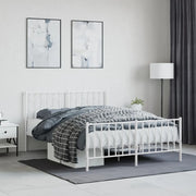 Giroletto con Testiera e Pediera-Struttura Letto Metallo Bianco 135x190 cm 531040