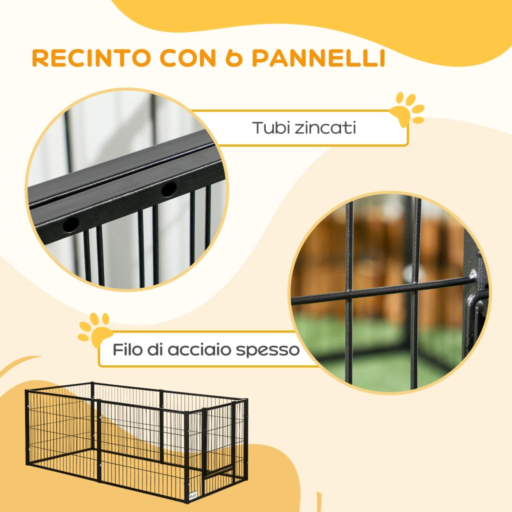 Recinto per Cani ¨C Zephmum ¨C Grigio Metallo 82.5-150x79x61cm