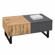 TAVOLINO DA CAFFÈ Scorrevole con vano contenitore 155 cm Legno Naturale e Antracite