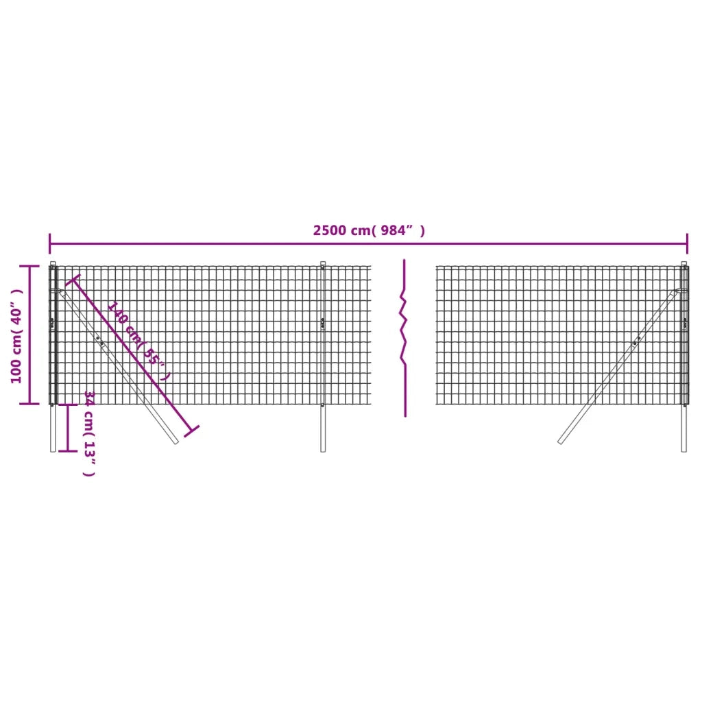 Recinzione da Giardino | Recinzione Metallica Antracite 1x25 m in Acciaio Zincato