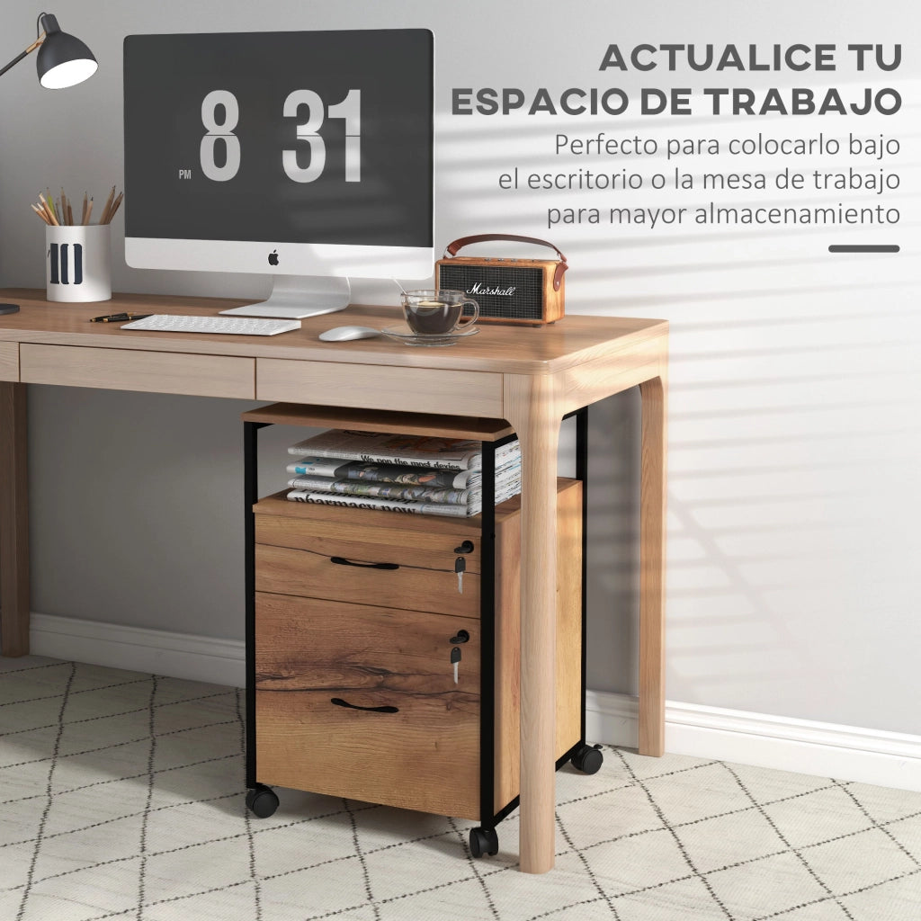 Scrivania con cassetti e ruote ¨C Zephmum ¨C 44x40x66,5 cm Marrone