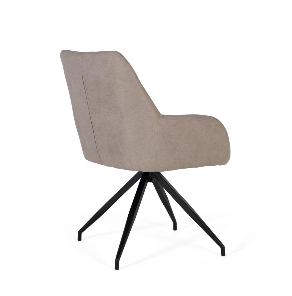 Set di 2 sedie girevoli rivestite in tessuto grigio e gambe in acciaio