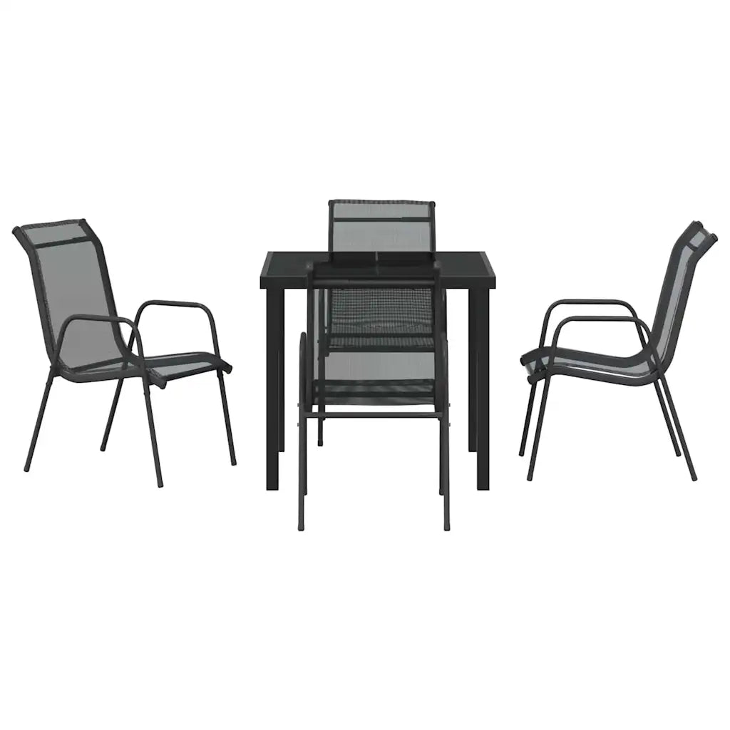 Set da Pranzo per Giardino 5 pcs Nero