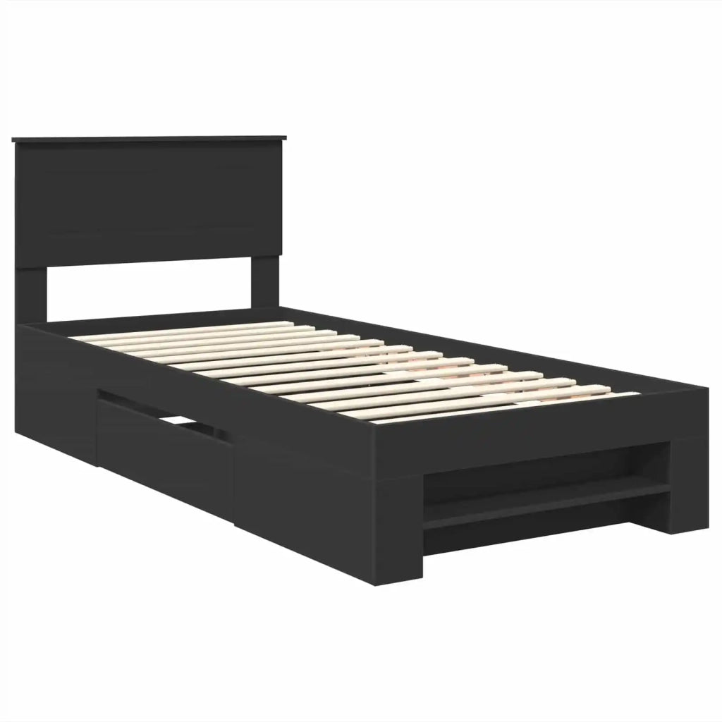 Letto singolo | Letto per adulti | Struttura del letto Nero 80 x 200 cm Legno multistrato