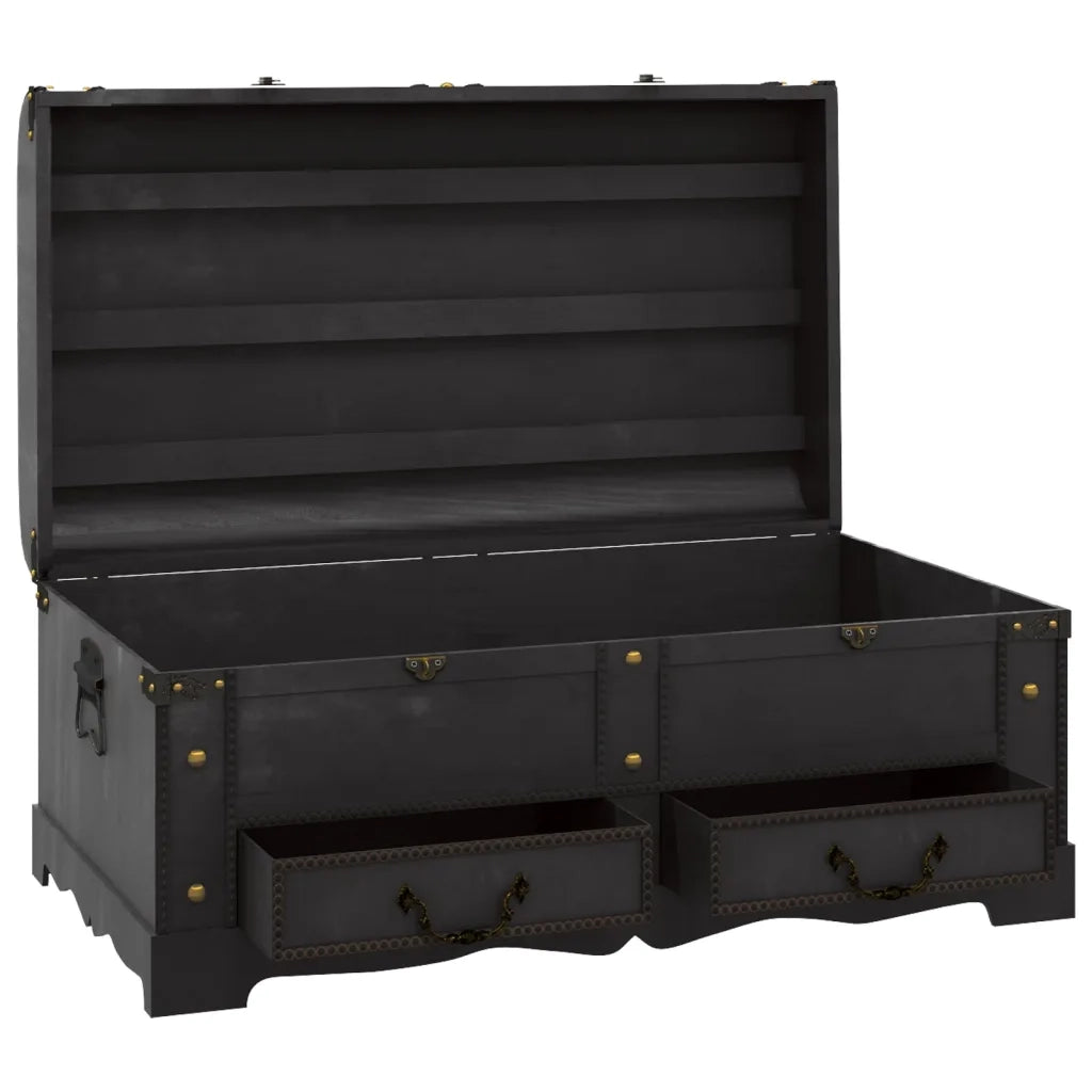 Baule del Tesoro in Legno Grande Nero 60797