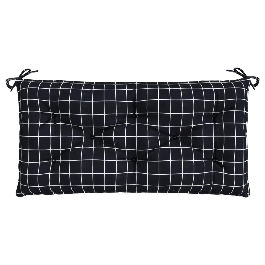 vidaXL Cuscino Panca Giardino Motivo a Quadri Nero 110x50x7 cm Tessuto