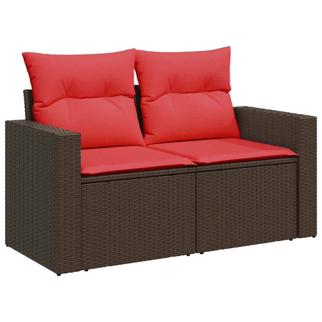 Set di divani 6 pz Marrone e Rosso Rattan sintetico e Acciaio 3447403